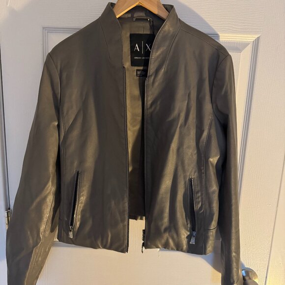 Armani Exchange Woman's grey faux Leather jacket - Picture 1 of 4